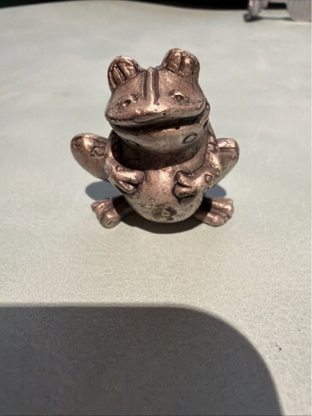 Vintage Mini Lucky Pewter Frog 1.5in Figurine Amulet